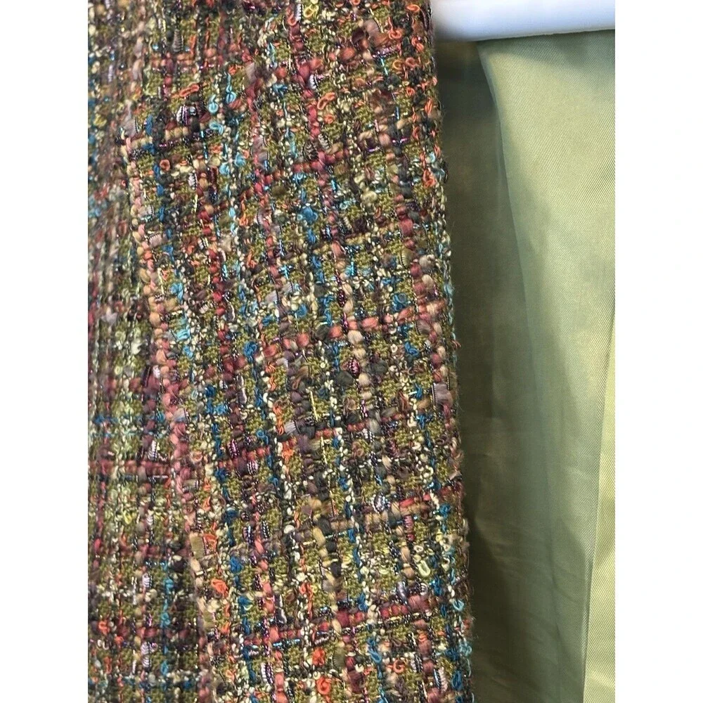 Preswick & Moore Tweed Blazer Sz 12P Green Brown Jacket Vintage Career Preppy